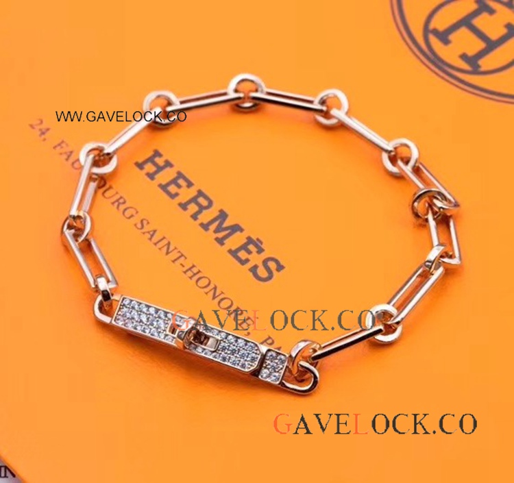 Replica Hermes Kelly Chaine Bracelet Rose Gold